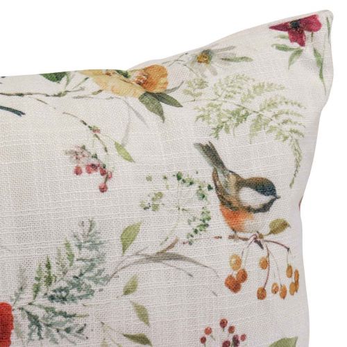 Floristik24 Coussin décoratif d&#39;été coussin décoratif avec fleurs/oiseaux 37x37cm