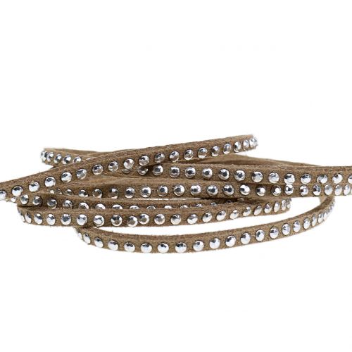 Floristik24 Cordelette décorative cloutée en cuir 3 mm 15 m brun