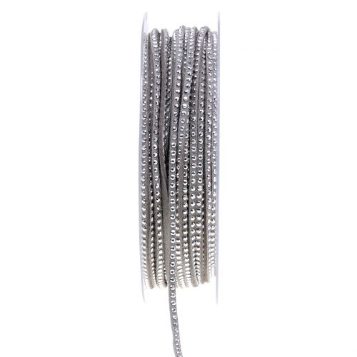 Floristik24 Cordelette décorative cloutée en cuir 3 mm 15 m gris