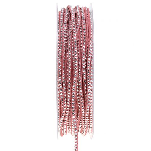 Floristik24 Cordelette décorative cloutée en cuir 3 mm 15 m rose