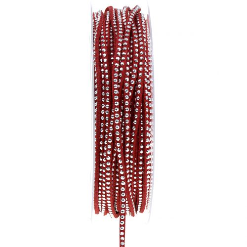 Floristik24 Cordelette décorative cloutée en cuir 3 mm 15 m rouge