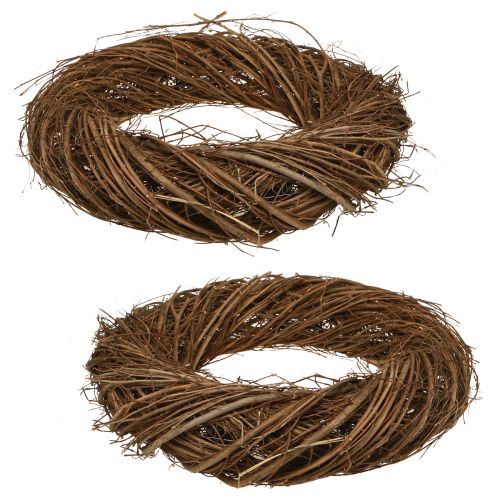 Article Couronne décorative branches d&#39;orme naturel Ø32cm–35cm H6,5cm 2pcs