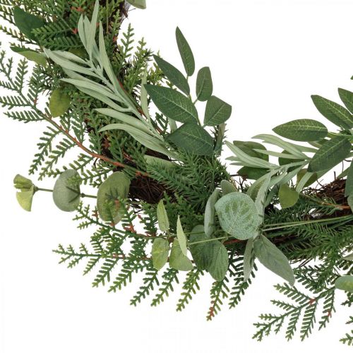 Article Couronne décorative couronne artificielle eucalyptus sapin olive Ø45cm