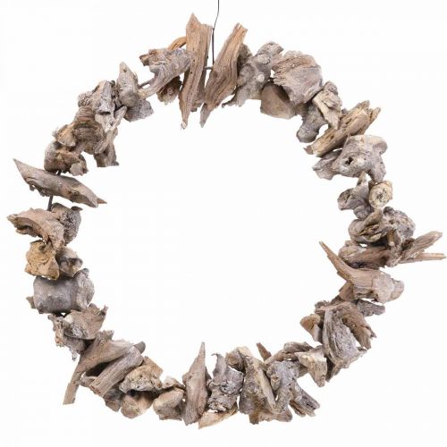 Article Couronne déco couronne naturelle racine bois déco nature blanc Ø35cm