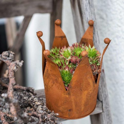 Floristik24 Couronne décorative, décoration métal, patine Ø15cm H11.5cm