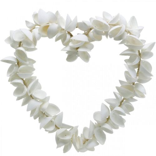 Floristik24 Coeur coquillage, décoration Saint Valentin maritime, coeur décoratif fait de coquillages, décoration mer 34×34cm