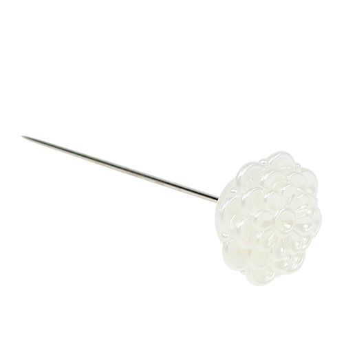 Floristik24 Epingle déco fleur blanc Ø2cm H6cm 24 pcs