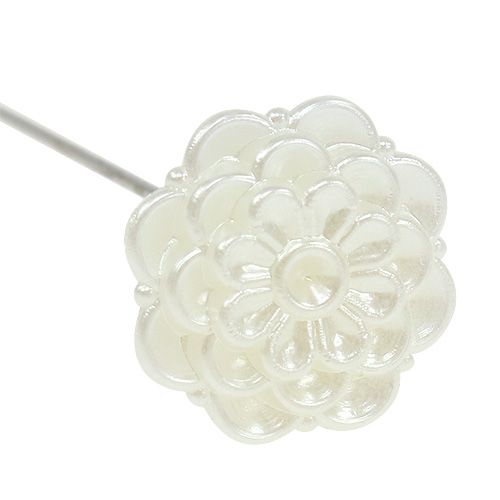 Floristik24 Epingle déco fleur blanc Ø2cm H6cm 24 pcs