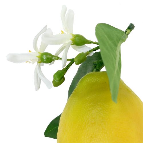 Floristik24 Fruits décoratifs, citrons avec feuilles jaunes 9,5cm 4pcs