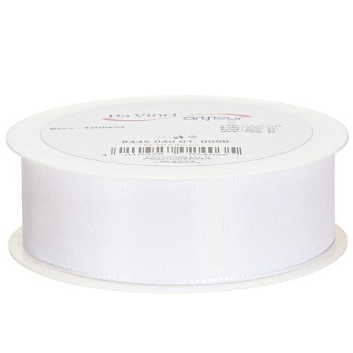 Article Ruban décoratif cadeau en polyester blanc 40 mm 50 m