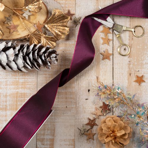 Ruban cadeau en taffetas pour cadeaux de Noël, 40 mm x 50 m | Floristik24.be