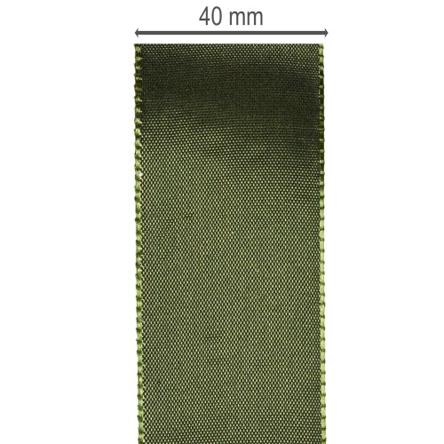 Ruban de satin pour emballage cadeau, ruban de taffetas, vert, 40 mm de large, 5 m de long | Floristik24.be