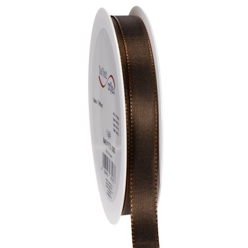 Ruban cadeau en taffetas marron pour décoration festive, 15 mm de large, 10 m de long acheter | Floristik24.be