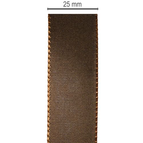 Ruban de taffetas marron en rouleau, polyvalent pour la décoration, 25 mm de large, 50 m de long | Floristik24.be