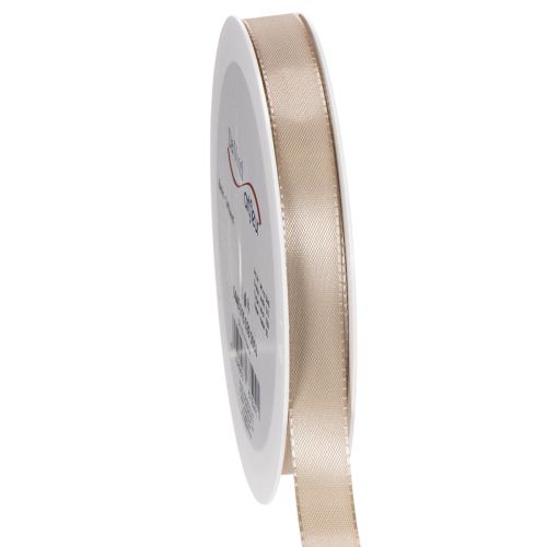 Ruban décoratif en satin, ruban en taffetas beige 15 mm 50 m