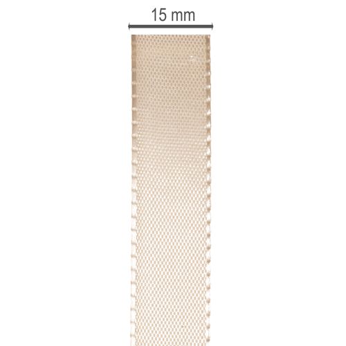 Ruban décoratif en satin, ruban en taffetas beige 15 mm 50 m | Floristik24.be