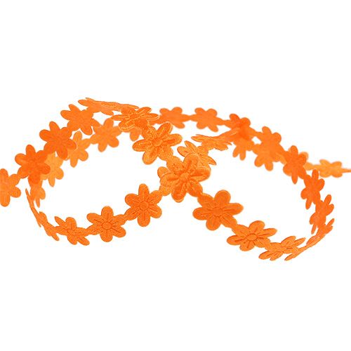 Floristik24 Ruban décoratif avec fleur 1cm orange 20m
