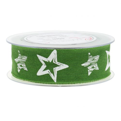 Floristik24 Ruban de décoration en jute avec motif étoile vert 40mm 15m