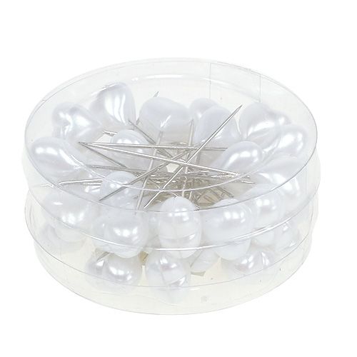 Floristik24 Épingle de cœur en blanc 1,5cm 36P