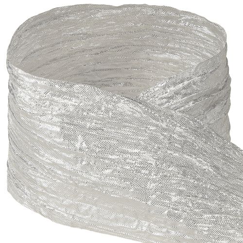 Article Ruban décoratif, ruban cadeau, ruban de table, argent clair, 75 mm, 15 m