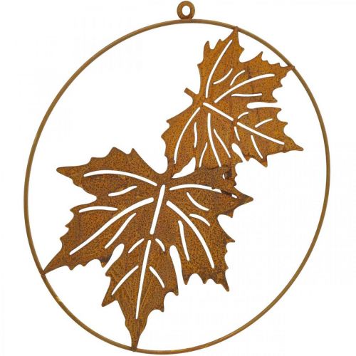 Floristik24 Anneau décor feuille patine métal anneau décoration rouille décoration murale Ø30cm