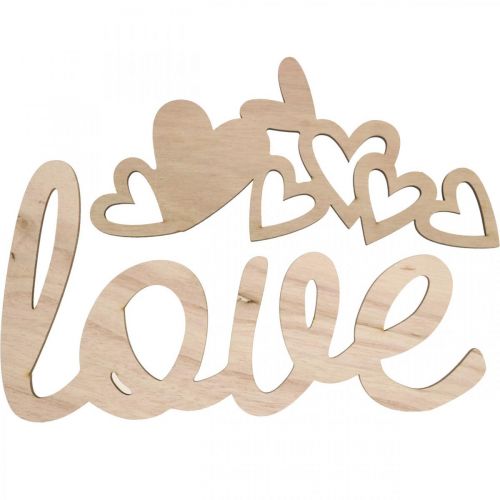 Floristik24 Coeurs &quot;Love&quot; décoration en bois naturel avec signe de décoration aimanté 20,5/25cm 6 pièces