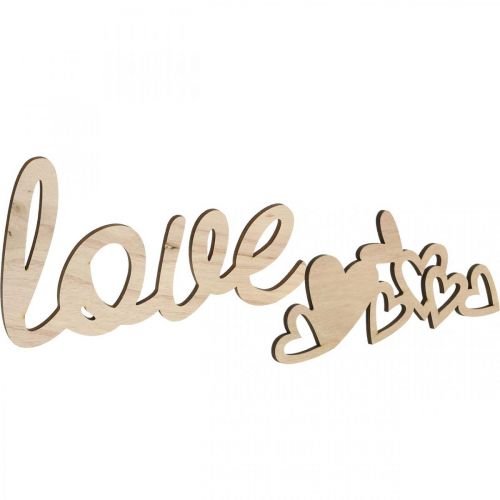 Article Coeurs &quot;Love&quot; décoration en bois naturel avec signe de décoration aimanté 20,5/25cm 6 pièces