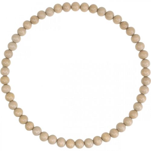 Anneau décoratif perles en bois nature décoration à suspendre décoration de table Ø30cm 2pcs