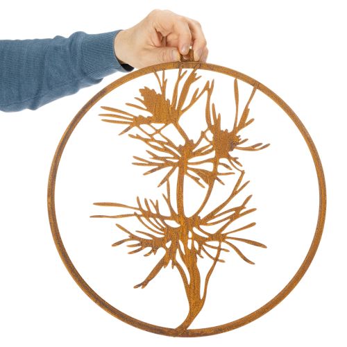 Anneau décoratif en métal, décoration murale en acier patiné, branche de pin, Ø38cm | Floristik24.be
