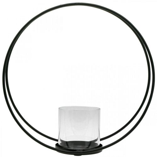 Floristik24 Anneau décoratif lanterne métal bougeoir noir Ø28.5cm