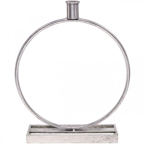 Floristik24 Anneau décoratif bougeoir métal argenté antique Ø25cm H30.5cm