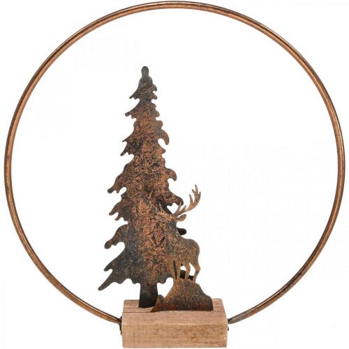 Floristik24 Décoration de Noël sapin cerf métal bois socle Ø38cm