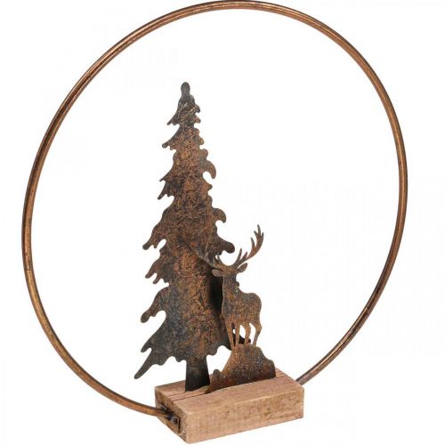 Floristik24 Décoration de Noël sapin cerf métal bois socle Ø38cm