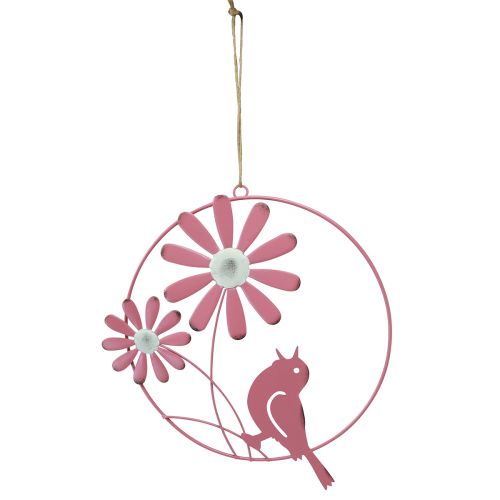 Article Anneau Décoratif Métal Décoration Suspendue Fleurs Rose Ø23cm 4 Pcs