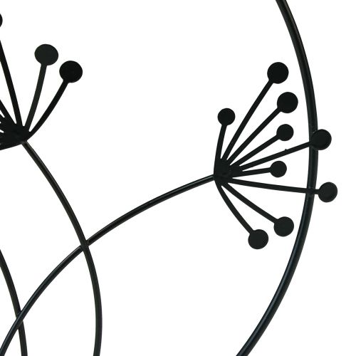 Article Anneau décoratif métal suspendu décoration fleurs noires Ø23cm 2 pièces