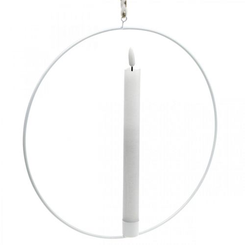 Floristik24 Bougeoir à suspendre anneau décoratif métal blanc Ø28.5cm 3pcs