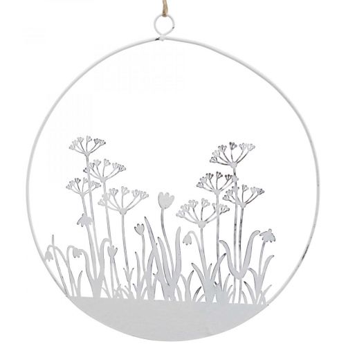 Floristik24 Anneau décoratif métal blanc déco fleur pré printemps déco Ø22cm