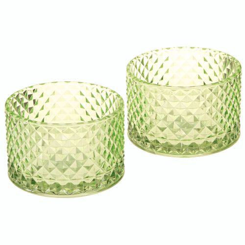 Article Bol décoratif en verre photophore vert rétro Ø10,5 cm 2 pièces
