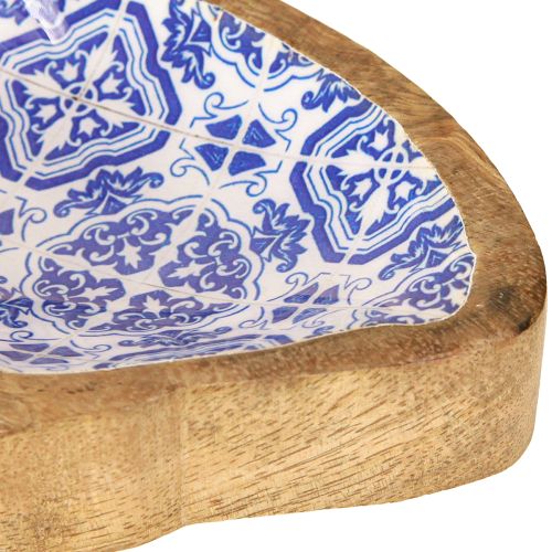 Article Bol décoratif en bois décor poisson naturel bleu blanc 18×11×3cm