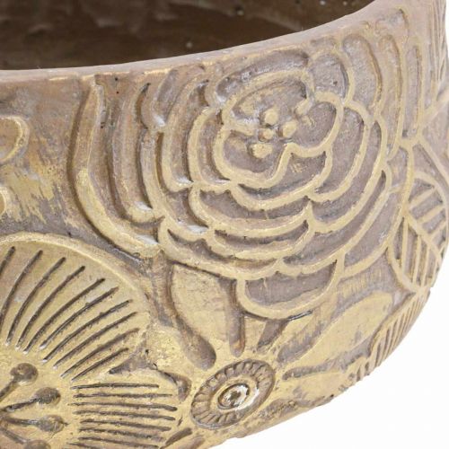 Article Coupelle décorative en céramique fleurs dorées marron Ø23,5cm H11,5cm