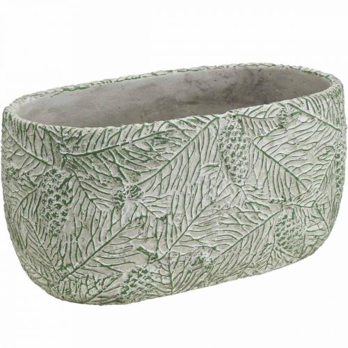 Article Bol décoratif céramique ovale vert blanc gris branches de sapin L22.5cm