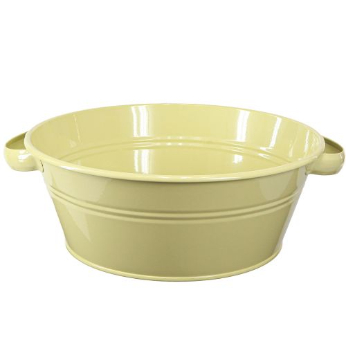 Floristik24 Bol décoratif métal vert jaune fleur bol anse Ø33,5cm