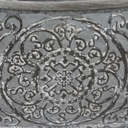 Article Bol décoratif ovale en métal gris, motif 25,5/29/34,5 cm, lot de 3
