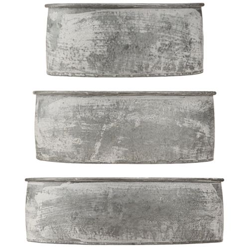 Article Bol décoratif en métal ovale gris L22,5/19,5/16cm lot de 3