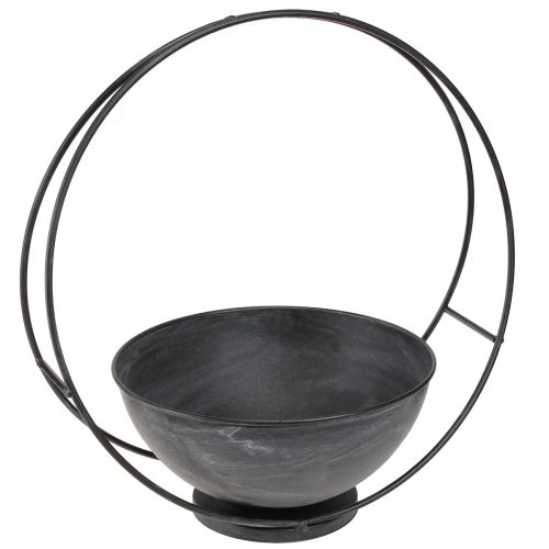 Article Bol décoratif en métal avec anneau décoratif anthracite Ø22,5cm H33cm