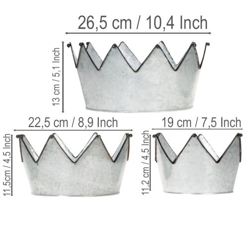 Article Bol décoratif en métal, couronne Ø 26,5/22,5/19 cm, lot de 3