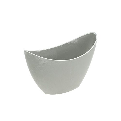 Floristik24 Bol décoratif en plastique gris 20cm x 9cm H11,5cm 1 pièce