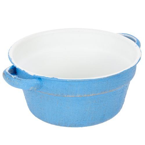 Article Bol/pot décoratif, métal bleu, style shabby chic, Ø 17 cm, H 8,5 cm