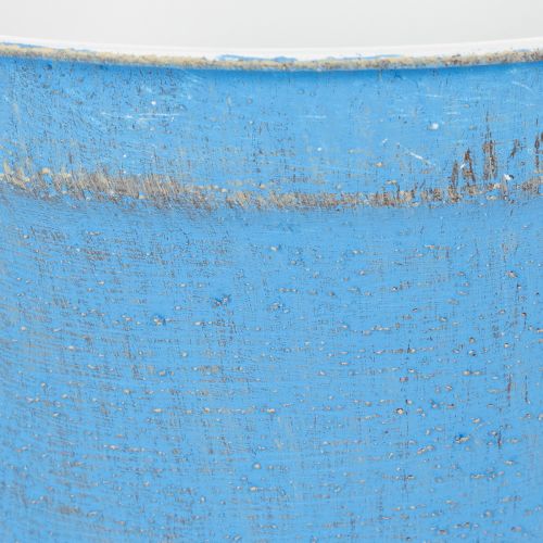 Article Bol/pot décoratif, métal bleu, style shabby chic, Ø 21 cm, H 10,5 cm