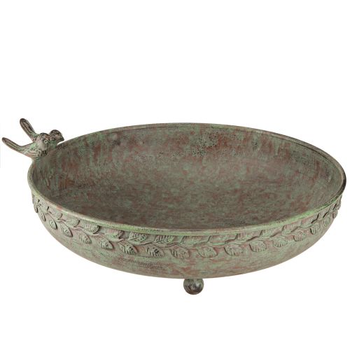 Bol décoratif avec oiseaux Bol en métal Vert antique Marron Ø30cm